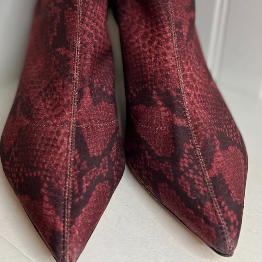 Schutz Red Python Snakeskin Heel Booties Size 7 - image 5